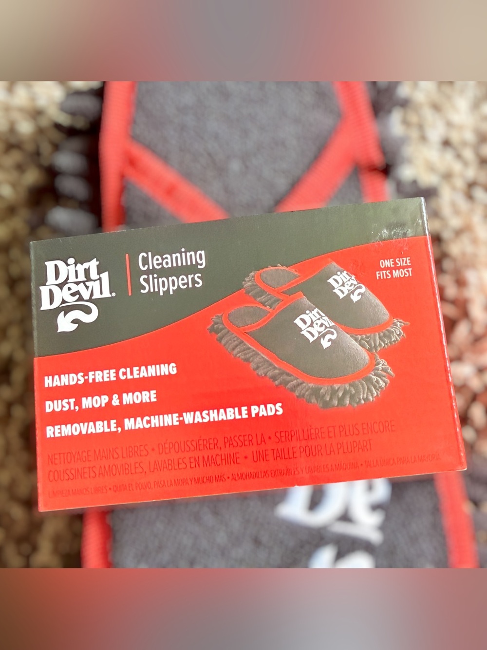 DIRT DEVIL Cleaning Slippers in Black with Red Trim ONE SIZE FITS MOST New - Picture 6 of 12